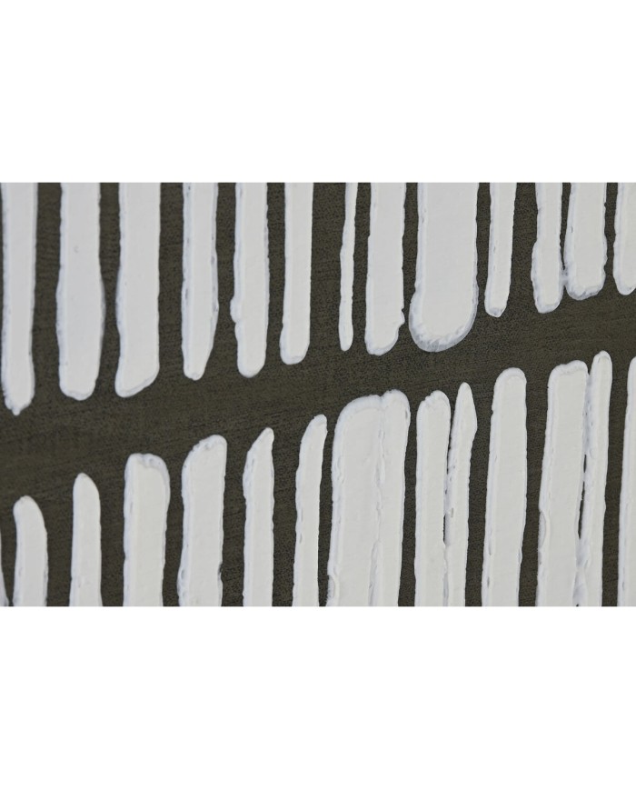 Quadro Home ESPRIT Bianco Verde Beige Grigio scuro polistirene Tela Righe Città (2 Unità)