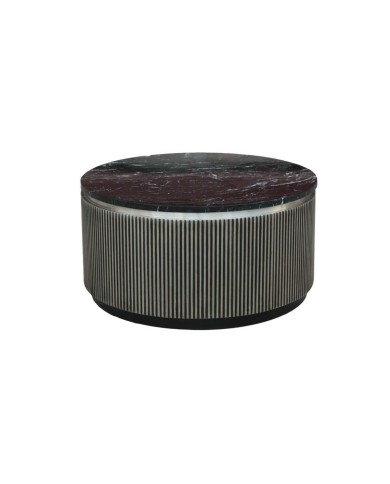 Tavolino da Caffè Home ESPRIT Argentato Ottone Marmo 98 x 98 x 48 cm