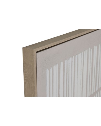 Quadro Home ESPRIT Bianco Verde Beige Grigio scuro polistirene Tela Righe Città (2 Unità)