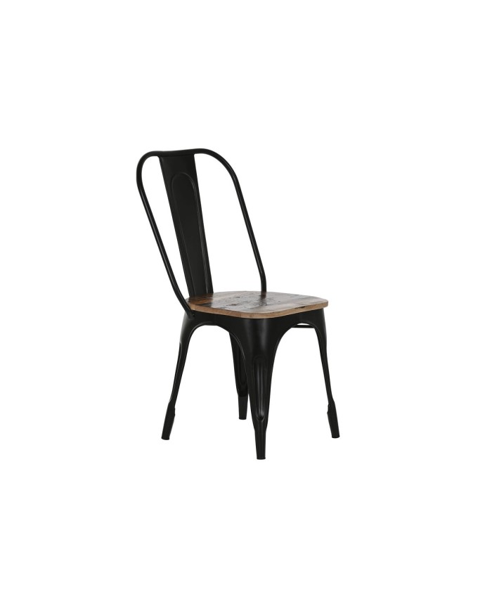 Sedia da Sala da Pranzo Home ESPRIT Nero Marrone scuro Legno Metallo 48 x 55 x 92 cm Sedia da Sala da Pranzo Home ESPRIT Nero Marrone scuro Legno Metallo 48 x 55 x 92 cm
