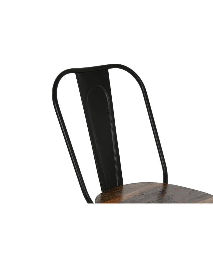 Sedia da Sala da Pranzo Home ESPRIT Nero Marrone scuro Legno Metallo 48 x 55 x 92 cm Sedia da Sala da Pranzo Home ESPRIT Nero Marrone scuro Legno Metallo 48 x 55 x 92 cm