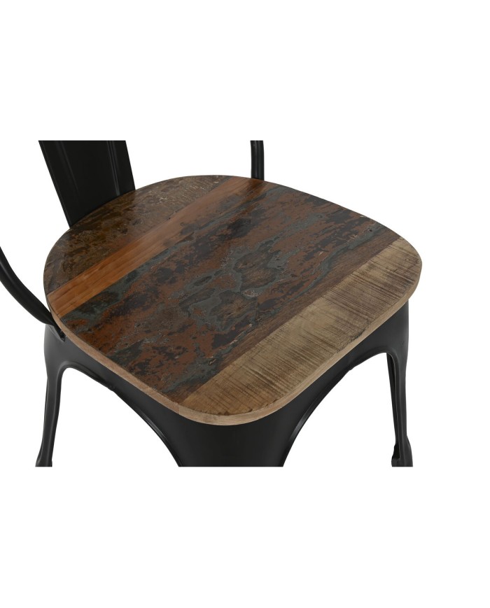 Sedia da Sala da Pranzo Home ESPRIT Nero Marrone scuro Legno Metallo 48 x 55 x 92 cm Sedia da Sala da Pranzo Home ESPRIT Nero Marrone scuro Legno Metallo 48 x 55 x 92 cm
