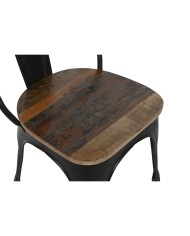 Sedia da Sala da Pranzo Home ESPRIT Nero Marrone scuro Legno Metallo 48 x 55 x 92 cm Sedia da Sala da Pranzo Home ESPRIT Nero Marrone scuro Legno Metallo 48 x 55 x 92 cm