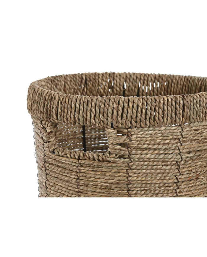 Set di vasi da fiori Home ESPRIT Marrone Metallo Fibra Tropicale 36 x 36 x 29 cm Set di vasi da fiori Home ESPRIT Marrone Metallo Fibra Tropicale 36 x 36 x 29 cm