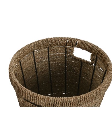 Set di vasi da fiori Home ESPRIT Marrone Metallo Fibra Tropicale 36 x 36 x 29 cm Set di vasi da fiori Home ESPRIT Marrone Metallo Fibra Tropicale 36 x 36 x 29 cm