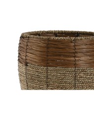 Set di vasi da fiori Home ESPRIT Naturale Metallo Fibra Tropicale 33 x 33 x 30 cm