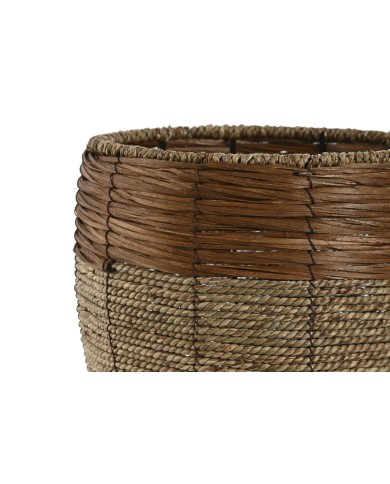 Set di vasi da fiori Home ESPRIT Naturale Metallo Fibra Tropicale 33 x 33 x 30 cm Set di vasi da fiori Home ESPRIT Naturale Metallo Fibra Tropicale 33 x 33 x 30 cm