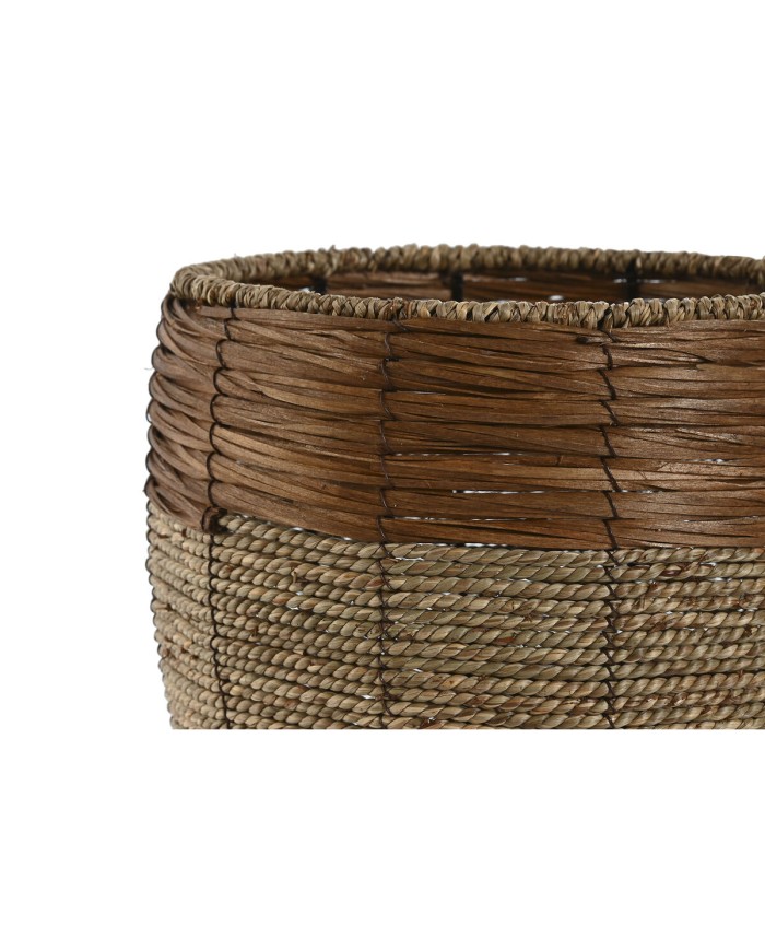 Set di vasi da fiori Home ESPRIT Naturale Metallo Fibra Tropicale 33 x 33 x 30 cm