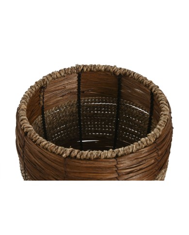 Set di vasi da fiori Home ESPRIT Naturale Metallo Fibra Tropicale 33 x 33 x 30 cm Set di vasi da fiori Home ESPRIT Naturale Metallo Fibra Tropicale 33 x 33 x 30 cm