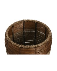 Set di vasi da fiori Home ESPRIT Naturale Metallo Fibra Tropicale 33 x 33 x 30 cm