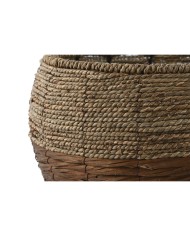 Set di vasi da fiori Home ESPRIT Naturale Metallo Fibra Tropicale 32 x 32 x 23 cm Set di vasi da fiori Home ESPRIT Naturale Metallo Fibra Tropicale 32 x 32 x 23 cm