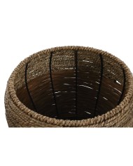 Set di vasi da fiori Home ESPRIT Naturale Metallo Fibra Tropicale 32 x 32 x 23 cm Set di vasi da fiori Home ESPRIT Naturale Metallo Fibra Tropicale 32 x 32 x 23 cm