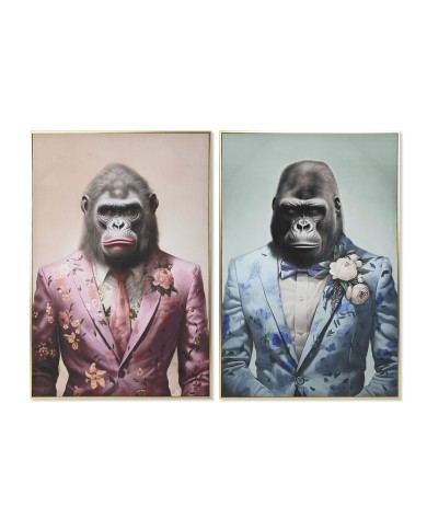 Tela Home ESPRIT Azzurro Rosa polistirene Tela Moderno 82 x 3,5 x 122 cm (2 Unità)