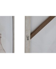 Quadro Home ESPRIT Beige Dorato polistirene Tela Vaso Scandinavo 82,5 x 3,5 x 82,5 cm (2 Unità)