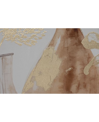 Quadro Home ESPRIT Beige Dorato polistirene Tela Vaso Scandinavo 82,5 x 3,5 x 82,5 cm (2 Unità)