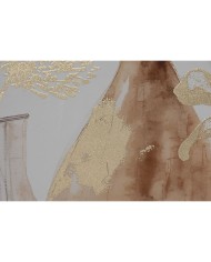 Quadro Home ESPRIT Beige Dorato polistirene Tela Vaso Scandinavo 82,5 x 3,5 x 82,5 cm (2 Unità)