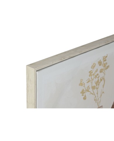 Quadro Home ESPRIT Beige Dorato polistirene Tela Vaso Scandinavo 82,5 x 3,5 x 82,5 cm (2 Unità)