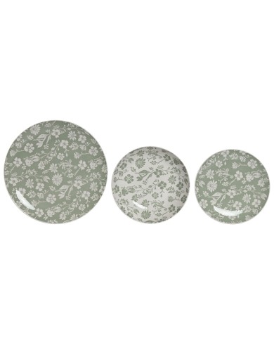 Set di Stoviglie Home ESPRIT Bianco Verde Porcellana Floreale 27 x 27 x 2 cm 18 Pezzi