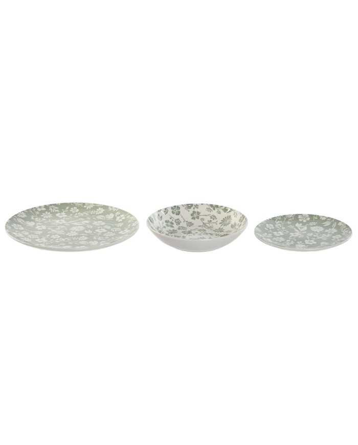 Set di Stoviglie Home ESPRIT Bianco Verde Porcellana Floreale 27 x 27 x 2 cm 18 Pezzi Set di Stoviglie Home ESPRIT Bianco Verde Porcellana Floreale 27 x 27 x 2 cm 18 Pezzi