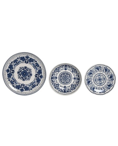 Servizio di Piatti Home ESPRIT Azzurro Bianco Porcellana Arabo 27 x 27 x 2 cm 18 Pezzi