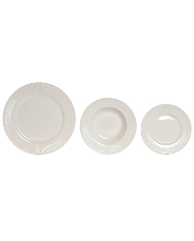 Servizio di Piatti Home ESPRIT Bianco Porcellana Righe 27 x 27 x 2 cm 18 Pezzi
