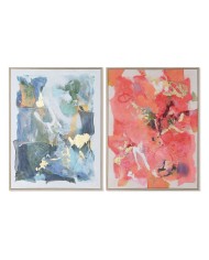 Tela Home ESPRIT Azzurro Rosa polistirene Tela Astratto Moderno 94 x 4 x 123,5 cm (2 Unità)