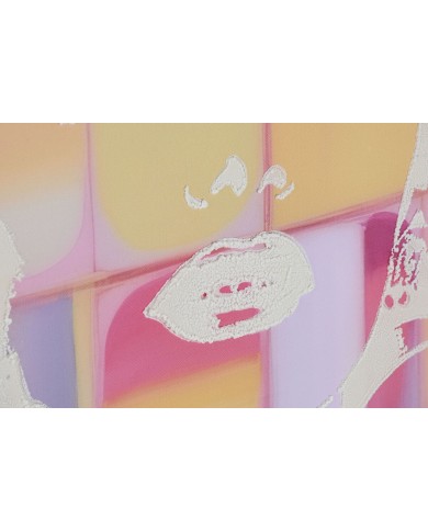 Quadro Home ESPRIT Giallo Azzurro Bianco Rosa polistirene Tela Moderno 94 x 4 x 123,5 cm (2 Unità)