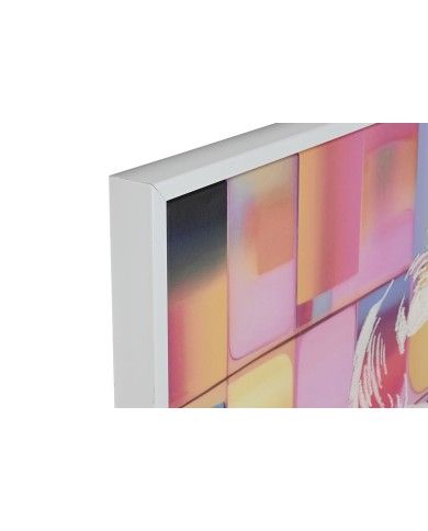 Quadro Home ESPRIT Giallo Azzurro Bianco Rosa polistirene Tela Moderno 94 x 4 x 123,5 cm (2 Unità)