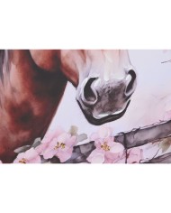 Quadro Home ESPRIT Beige Rosa Tela Legno MDF Cavallo Shabby Chic 80 x 2,5 x 60 cm (2 Unità)
