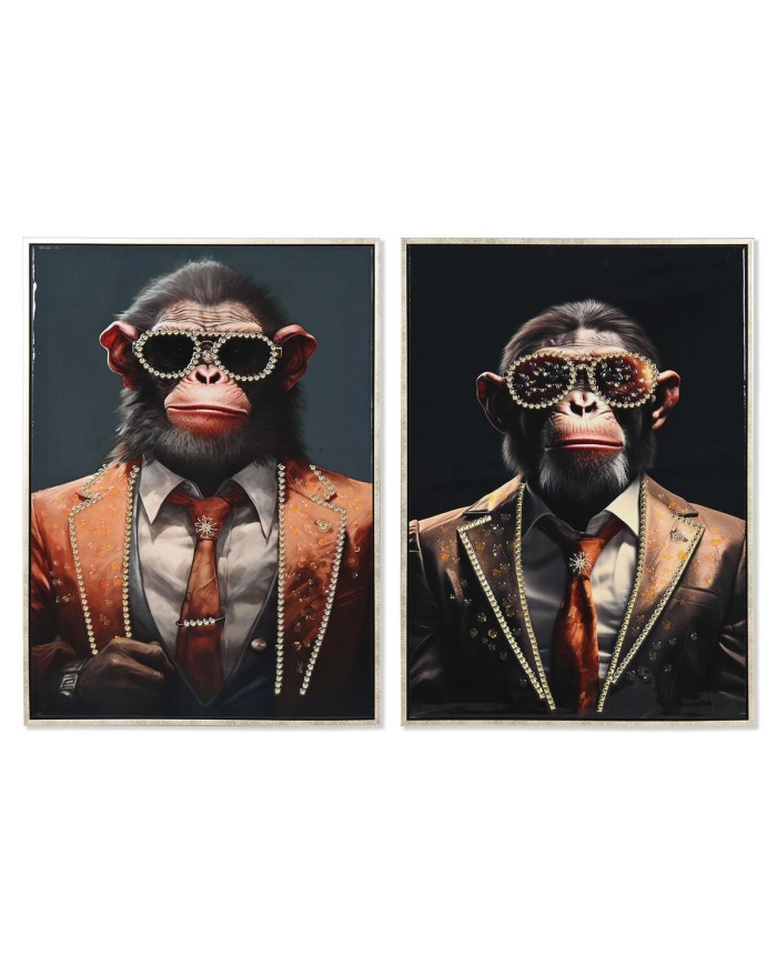 Quadro Home ESPRIT polistirene Tela Moderno Laccato Scimpanzé 52,5 x 3 x 72,5 cm (2 Unità) Quadro Home ESPRIT polistirene Tela Moderno Laccato Scimpanzé 52,5 x 3 x 72,5 cm (2 Unità)