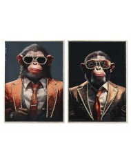 Quadro Home ESPRIT polistirene Tela Moderno Laccato Scimpanzé 52,5 x 3 x 72,5 cm (2 Unità) Quadro Home ESPRIT polistirene Tela Moderno Laccato Scimpanzé 52,5 x 3 x 72,5 cm (2 Unità)