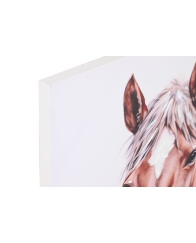 Quadro Home ESPRIT Beige Rosa Tela Legno MDF Cavallo Shabby Chic 80 x 2,5 x 60 cm (2 Unità)