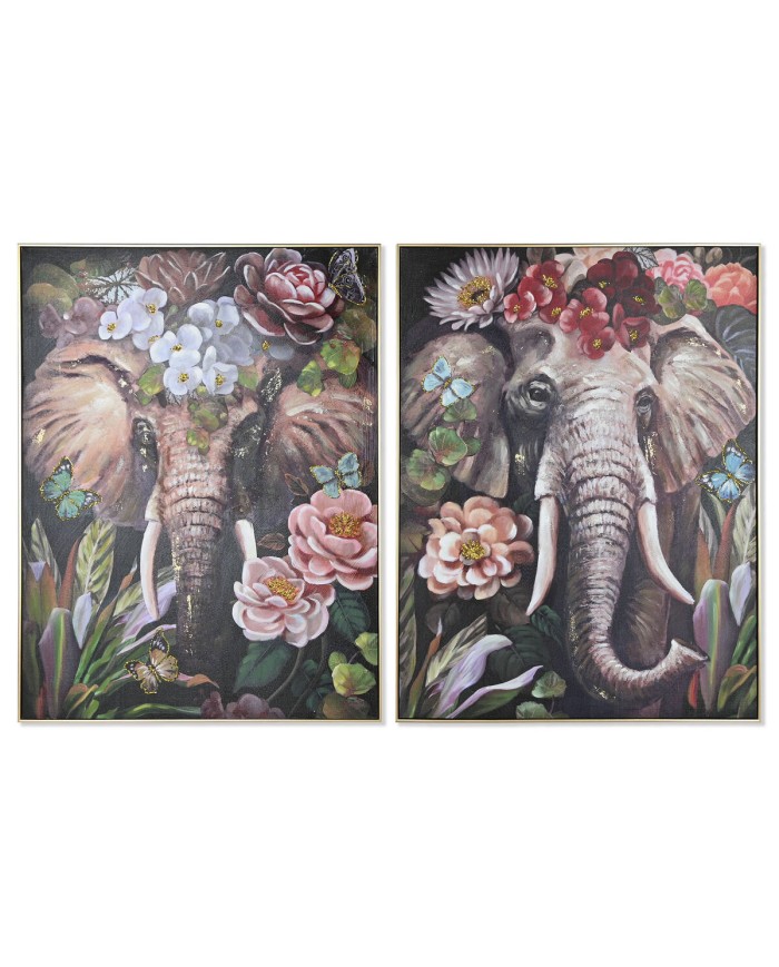 Quadro Home ESPRIT polistirene Tela Elefante Coloniale 92 x 4,5 x 122 cm (2 Unità) Quadro Home ESPRIT polistirene Tela Elefante Coloniale 92 x 4,5 x 122 cm (2 Unità)