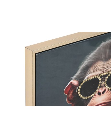 Quadro Home ESPRIT polistirene Tela Moderno Laccato Scimpanzé 52,5 x 3 x 72,5 cm (2 Unità)