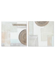Quadro Home ESPRIT Marrone Beige polistirene Tela Città 52,5 x 2,8 x 52,5 cm (2 Unità)