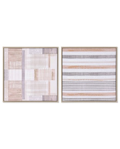 Quadro Home ESPRIT Marrone Beige polistirene Tela Città 52,5 x 2,8 x 52,5 cm (2 Unità)