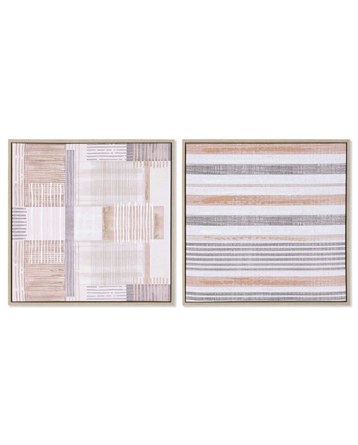 Quadro Home ESPRIT Marrone Beige polistirene Tela Città 52,5 x 2,8 x 52,5 cm (2 Unità)