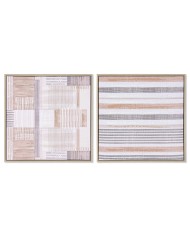 Quadro Home ESPRIT Marrone Beige polistirene Tela A quadri Città 82 x 5 x 82 cm (2 Unità)