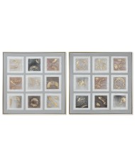 Quadro Home ESPRIT Marrone Beige polistirene Tela A quadri Città 82 x 5 x 82 cm (2 Unità)