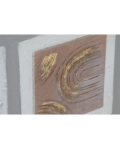 Quadro Home ESPRIT Marrone Beige polistirene Tela A quadri Città 82 x 5 x 82 cm (2 Unità)