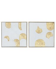 Quadro Home ESPRIT Marrone Beige polistirene Tela A quadri Città 82 x 5 x 82 cm (2 Unità)