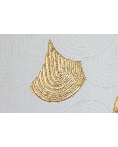 Quadro Home ESPRIT Bianco Dorato polistirene Tela Moderno 42 x 4 x 42 cm (2 Unità)