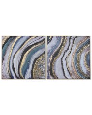 Quadro Home ESPRIT polistirene Tela Astratto Città 62,5 x 2,8 x 62,5 cm (2 Unità)