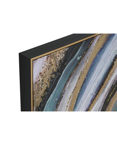 Quadro Home ESPRIT Azzurro Dorato polistirene Tela Moderno 82 x 4,5 x 82 cm (2 Unità)