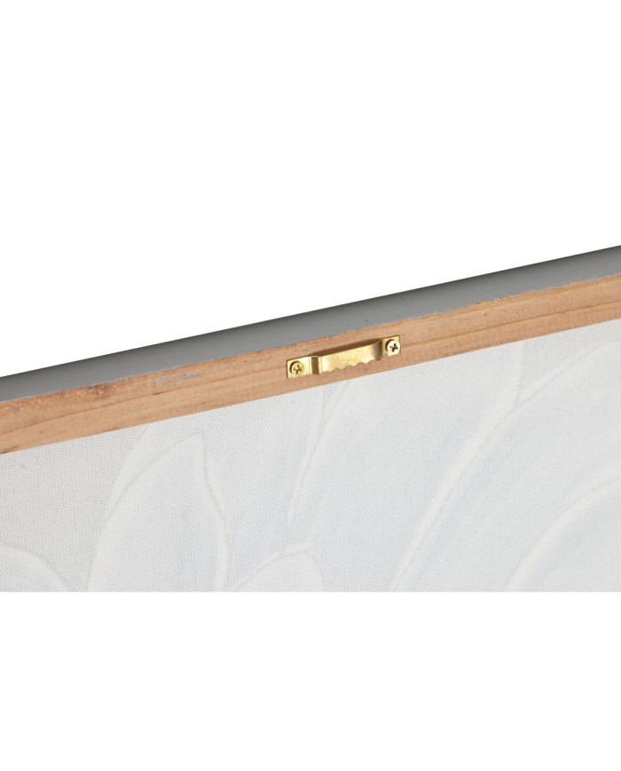Quadro Home ESPRIT Azzurro Bianco Tela Legno MDF Fiore Tradizionale 40 x 2,5 x 40 cm (2 Unità)