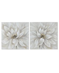 Quadro Home ESPRIT Bianco Tela Legno MDF Fiore Romantico 80 x 3 x 80 cm (2 Unità) Quadro Home ESPRIT Bianco Tela Legno MDF Fiore Romantico 80 x 3 x 80 cm (2 Unità)