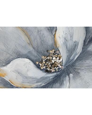 Quadro Home ESPRIT Azzurro Bianco Tela Legno MDF Fiore Tradizionale 40 x 2,5 x 40 cm (2 Unità)