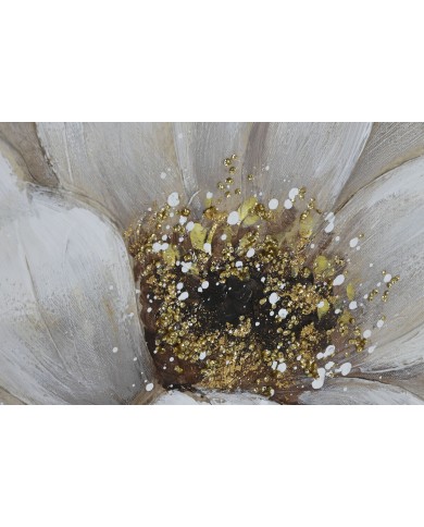 Quadro Home ESPRIT Bianco Tela Legno MDF Fiore Romantico 80 x 3 x 80 cm (2 Unità)