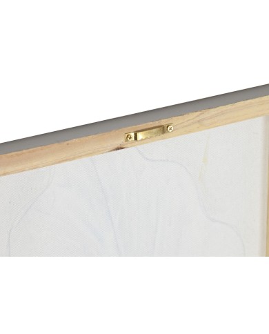 Quadro Home ESPRIT Bianco Dorato Tela Legno MDF Foglia della pianta Romantico 30 x 2,5 x 60 cm (2 Unità)