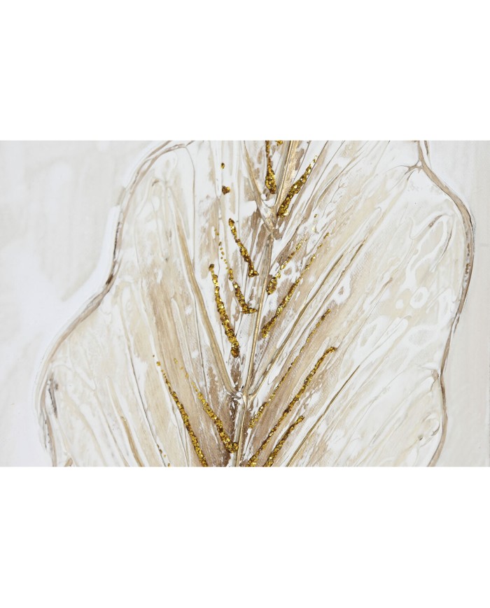 Quadro Home ESPRIT Bianco Dorato Tela Legno MDF Foglia della pianta Romantico 30 x 2,5 x 60 cm (2 Unità) Quadro Home ESPRIT Bianco Dorato Tela Legno MDF Foglia della pianta Romantico 30 x 2,5 x 60 cm (2 Unità)